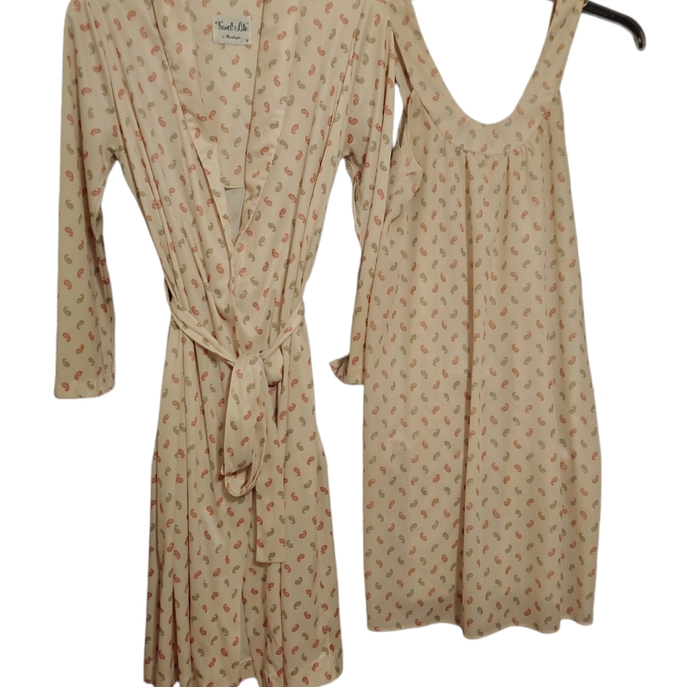 Travel-Lite by Boutique  Gown & Robe Set Size S Womens Vintage Cream